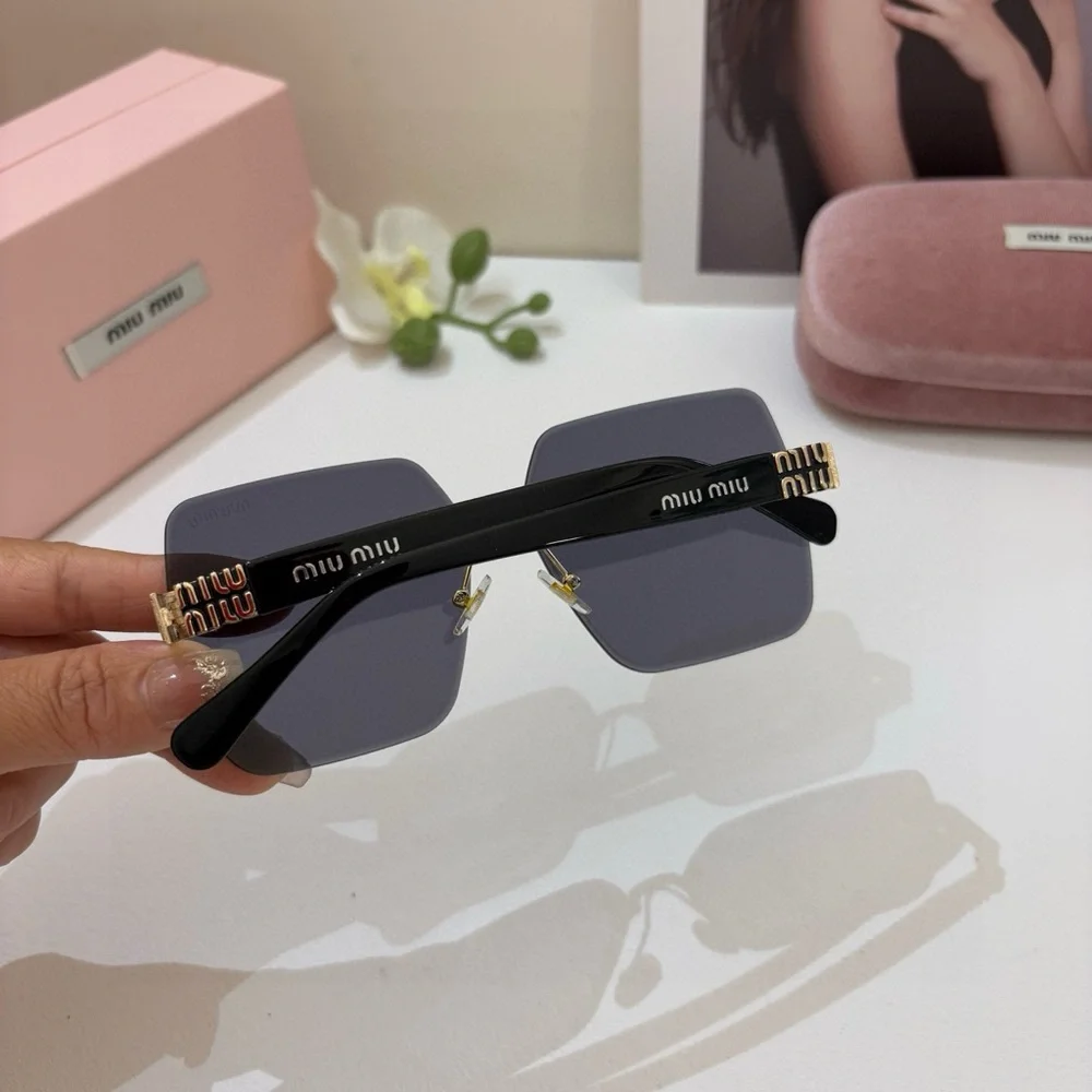 Miu Miu Black and Gold Square Sunglasses - Picture 7 of 8